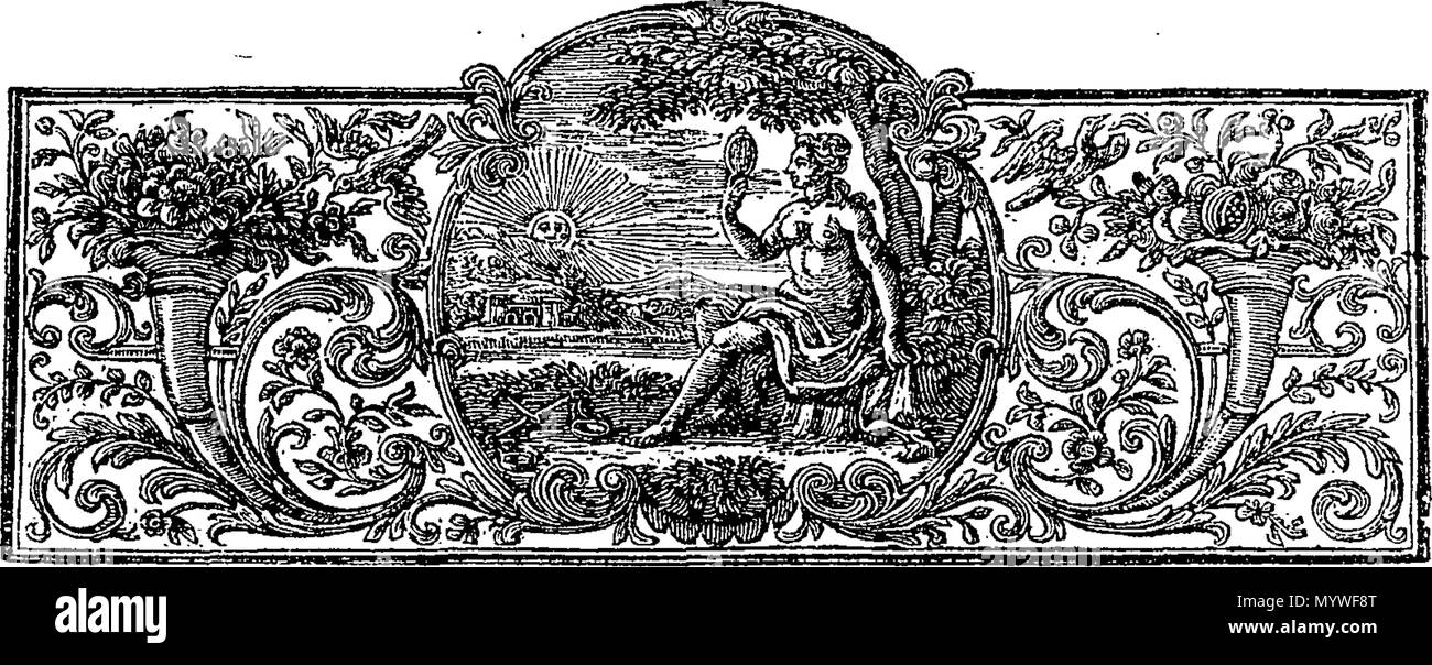 . Englisch: Fleuron aus Buch: Apparate Biblicus: oder, eine Einführung in die Heilige Schrift. In drei Büchern. Buch I. Über die Herkunft, Geschichte und Altertümer der Juden. Buch II. Der Canon, Autoren, Originaltexte, Versionen, Editionen und Interpretationen der Heiligen Schrift. Buch III. Von den falschen Göttern, Tieren, Edelsteinen, Krankheiten, und Publick Sport erwähnt, die in den Heiligen Schriften. Zusammen mit einer Erläuterung der biblischen Namen, und eine neue Methode der Lesung der Heiligen Schrift. In Englisch von der Französischen, mit Anmerkungen und Ergänzungen. Illustriert mit 30 Kupfer-Platten. 372 Apparate Bi Stockfoto