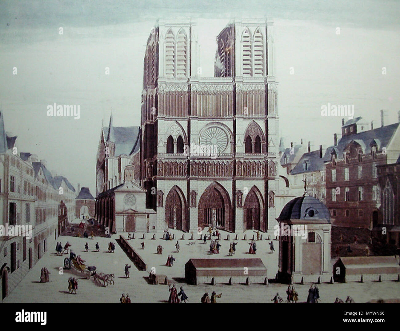 Francais Le Parvis De Notre Dame De Paris Avant 1748 Datum De Zerstorung De La Fontaine