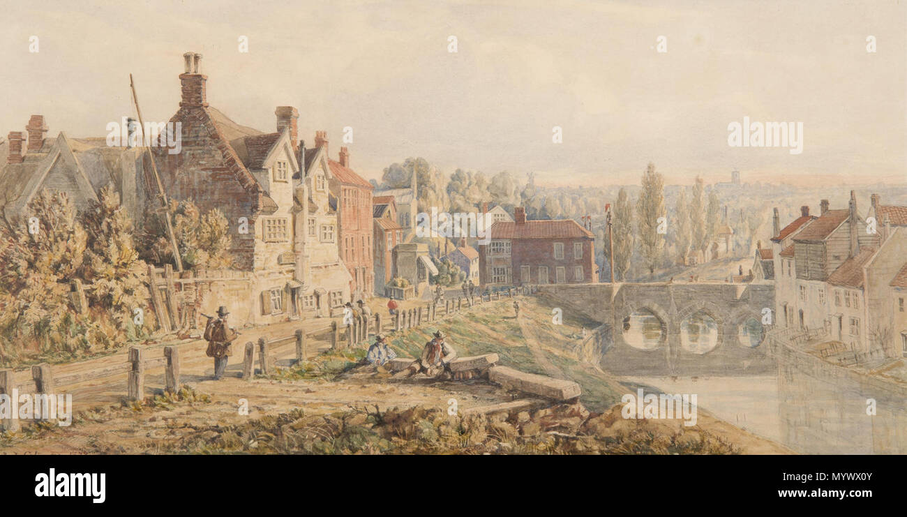 . Englisch: ein Aquarell von Bishop's Bridge, Norwich, 1872 (John Joseph Cotman). 1872. John Joseph Cotman (1814-1878) 15 Bischof's Bridge, Norwich, 1872 (John Joseph Cotman) Stockfoto