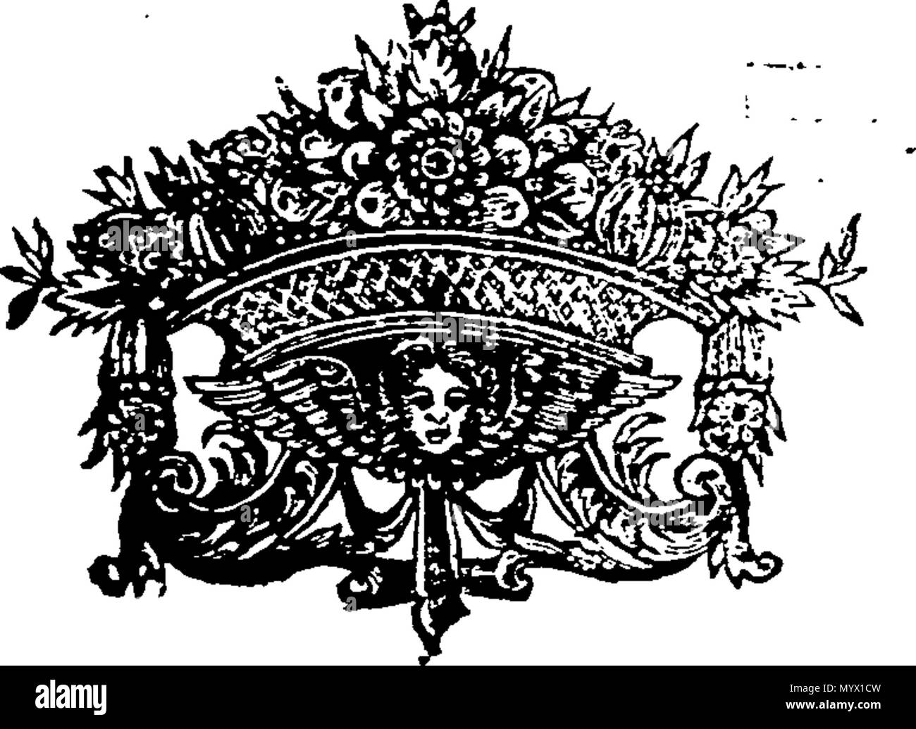 . Englisch: Fleuron aus Buch: Arithmetick in Inbegriff. In zwei Teile. Von William Webster, W. M. 378 Arithmetick in Inbegriff. In zwei Teile. Von William Webster, W. M. Fleuron T 022413-43 Stockfoto