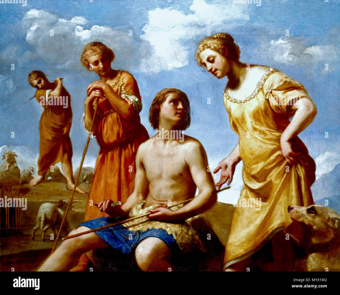 . Englisch: Jacob Peeling die Stangen von Guido Cagnacci, Royal Collection Vertrauen. ca. 1655. Guido Cagnacci 12 Jakob Peeling die Stangen durch Cagnacci (Royal Collection Trust) Stockfoto