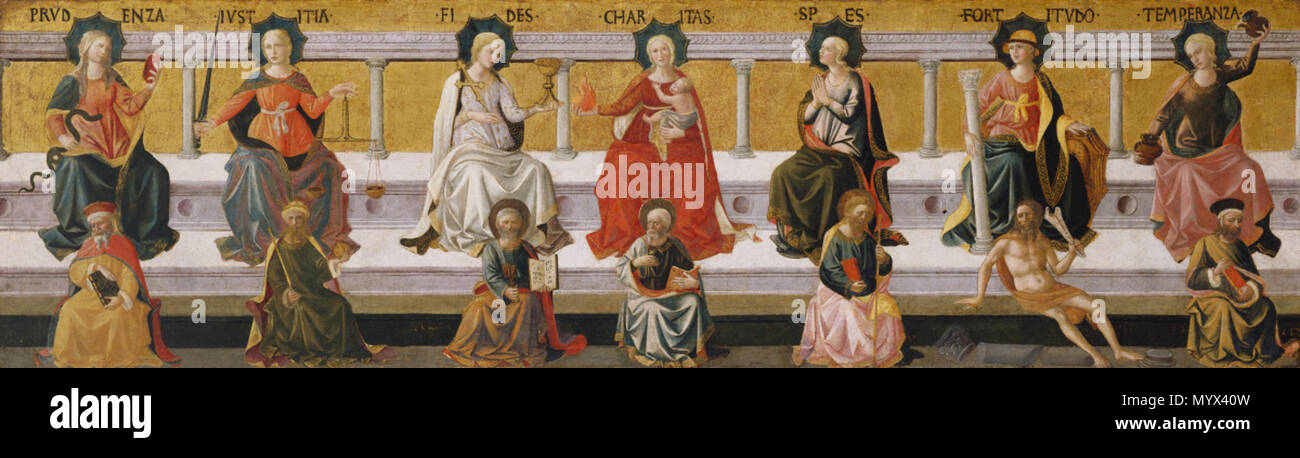 . Sieben Tugenden. ca. 1450 21 sieben Tugenden von Francesco Pesellino Stockfoto