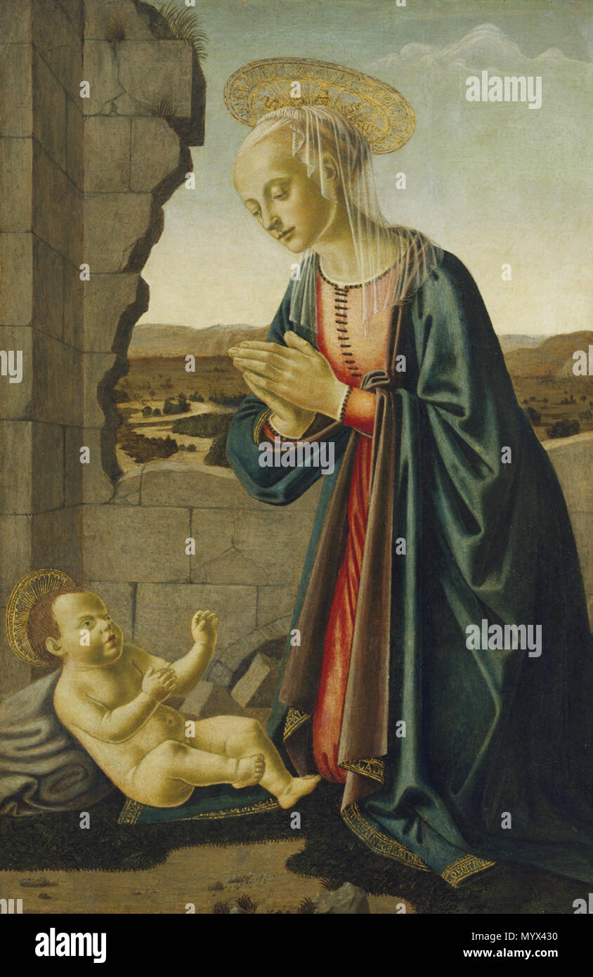 . Madonna, den anzubeten, den Christus Kind. ca. 1470 15 Madonna anzubeten, das Jesuskind von Francesco Botticini Stockfoto