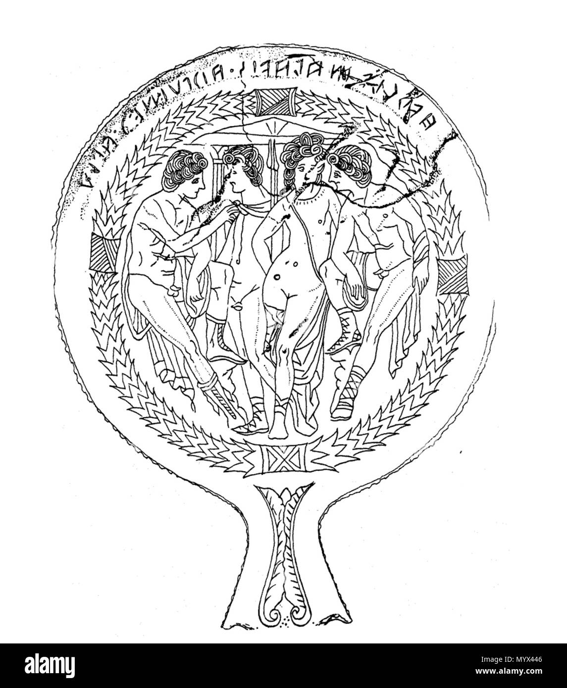 . Englisch: Etruscan Bronze Spiegel von Tarquinia. Kopenhagen, Danish National Museum. Dritten Jahrhundert v. Chr.. 31 Etruscan Bronze Spiegel von Tarquinia. Kopenhagen, die Dänische Nationalmuseum Stockfoto