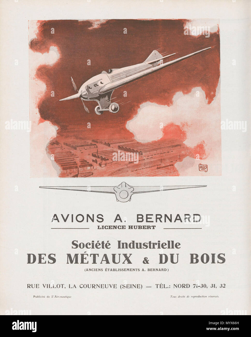 . Englisch: Werbung für "Avions Bernard A.' Aircraft Company in 'L'Aéronautique' Journal (Décember 1924). 26 Januar 2015, 23:10:35. Unbekannt 1 Avions Bernard license Hubert Stockfoto