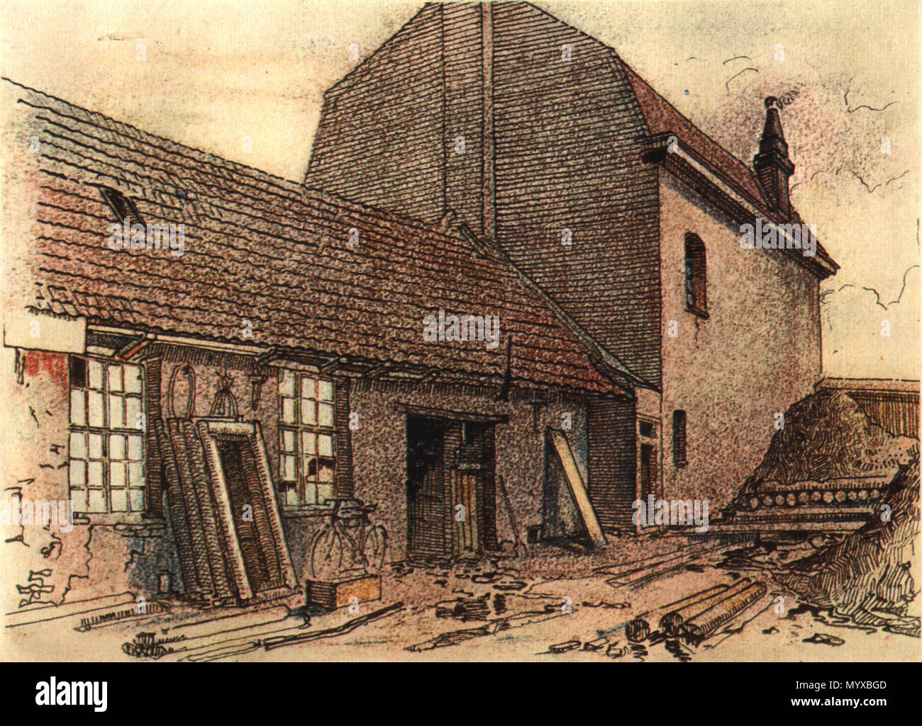 . English: Zeichnungen des Frontsoldaten Hitler: Verstehen in Fournes Englisch: Die Zeichnungen der Front-line Soldat Adolf Hitler: Tierheim in Fournes. ca. 1917 7 Adolf Hitler-Verstehen in Fournes Sterben Stockfoto