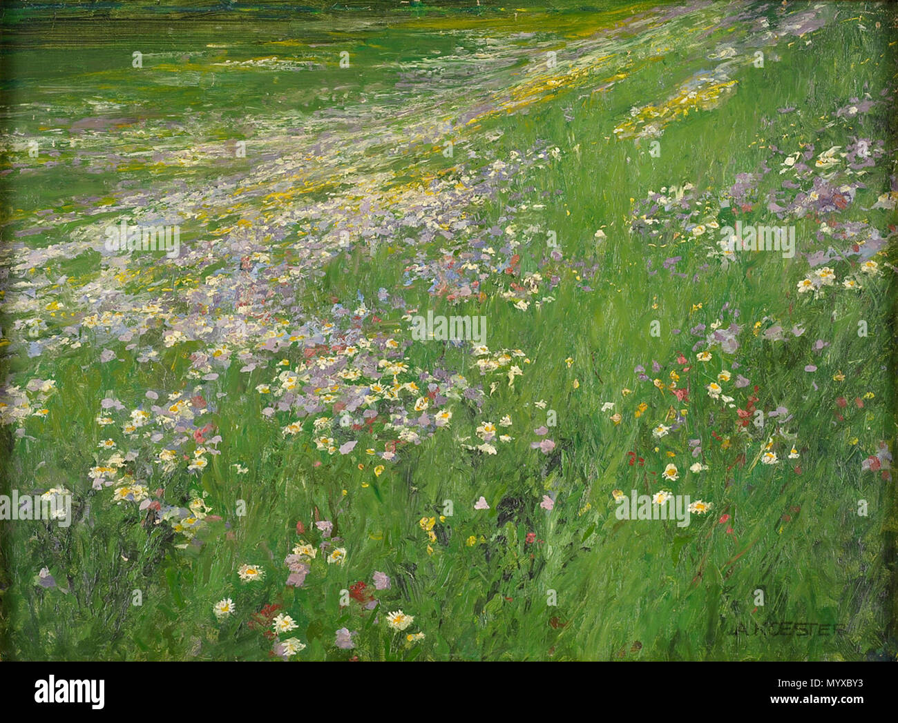 . Blumenwiese. Signiert. Öl auf Malkarton, 50 x 66 cm. durch 1932. Alexander Koester (1864-1932) Alternative Namen Alexander Max Koester; Alexander Köster Beschreibung Deutsche Maler Geburtsdatum / Tod 10. Februar 1864 vom 21. Dezember 1932 Ort der Geburt / Todes Bergneustadt München Authority control: Q 2642469 VIAF:?:? ISNI 45097577 0000 0000 8124 0428 ULAN:?? n 500000099 LCCN: 87901447 GND:? 118747134 WorldCat 8 Alexander Koester Blumenwiese Stockfoto