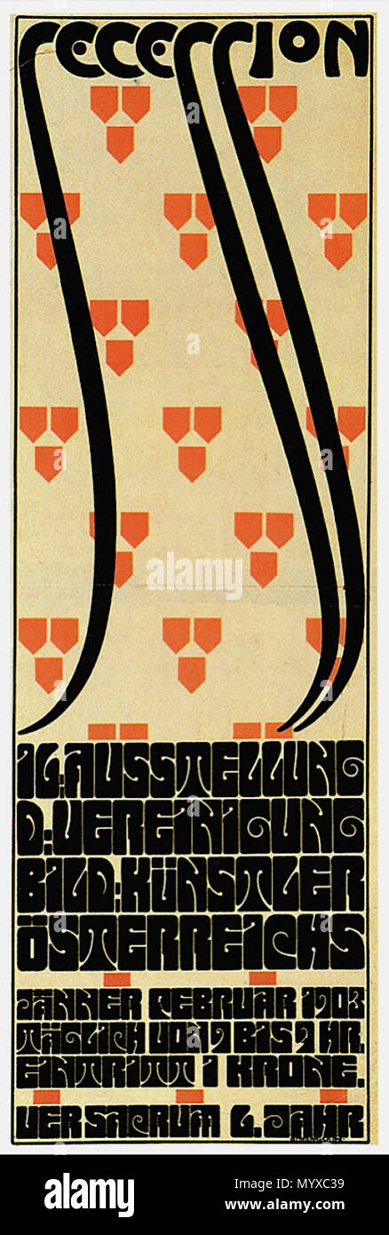 . Englisch: lithographischen Poster von Alfred Roller: Wiener Secession XVI, Ver Sacrum. 8 Alfred Roller Poster Secession XVI. Stockfoto
