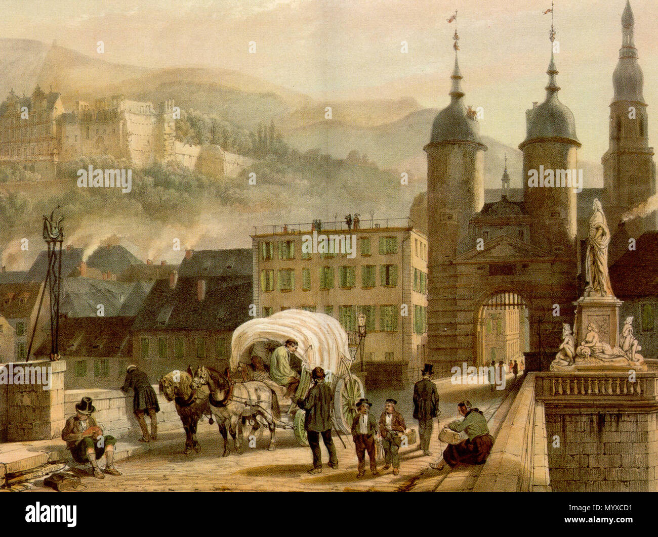 . Historische Ansichten von Heidelberg, Deutschland. Mai 2006. Immanuel Giel 9 Alte Brücke, Heidelberg von Konrad Linck 1788 Stockfoto