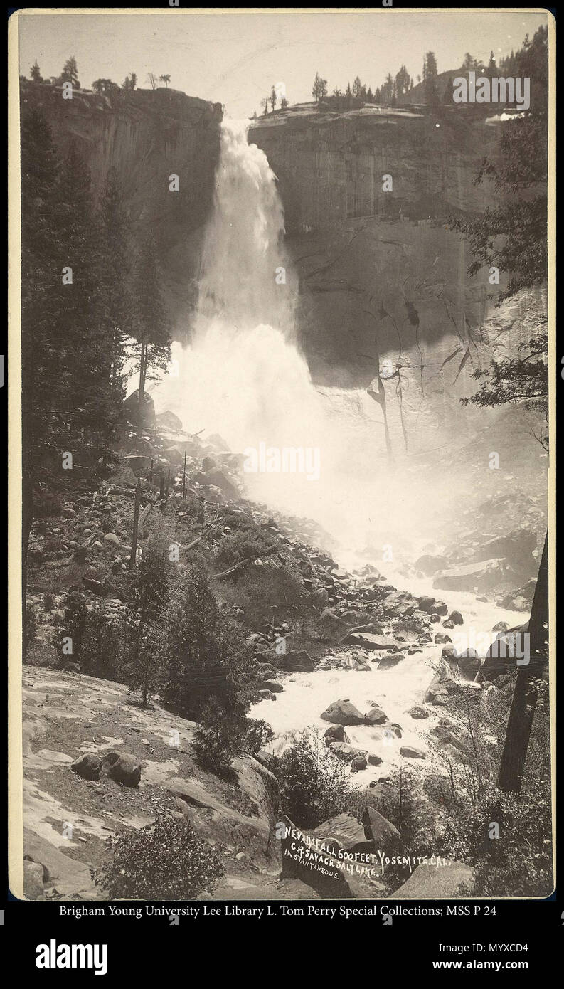 Call #: MSS P 24 Kasten 4 Ordner 4. 447 MSS P 24 B4 F4. ca. 1879 oder 1889 16 Nevada Fall 600 Fuß, Yosemite, Cal, C.R. Savage, Salt Lake Unverzögert Stockfoto