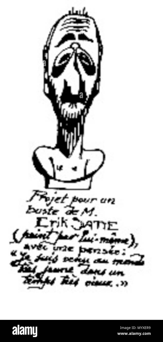 . Englisch: Erik Satie (SELBSTPORTRAIT) Der Text lautet (Aus dem Französischen übersetzt): Projekt für eine Büste von Herrn Erik Satie (von der gleichen lackiert), mit einem Gedanken: "Ich kam in die Welt, sehr jung, in einer Zeit, die sehr alt war". 6. August 2004 (original Upload Datum). Die ursprünglichen Uploader war Francis Schonken bei Wikipedia 18 Bustoerik Stockfoto . Englisch: Erik Satie (SELBSTPORTRAIT) Der Text lautet (Aus dem Französischen übersetzt): Projekt für eine Büste von Herrn Erik Satie (von der gleichen lackiert), mit einem Gedanken: "Ich kam in die Welt, sehr jung, in einer Zeit, die sehr alt war". 6. August 2004 (original Upload Datum). Die ursprünglichen Uploader war Francis Schonken bei Wikipedia 18 Bustoerik Stockfoto