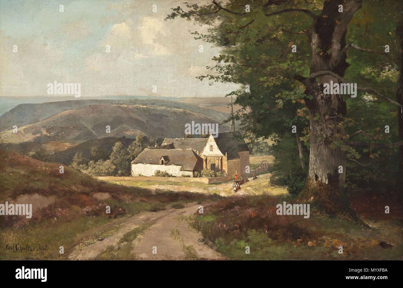 . Das alte Kloster Mariawald bei Heimbach i.d. Eifel, Öl auf Leinwand, 48 cm x 75 cm, unten links signiert und ortsbezeichnet Carl Schultze Ddrf., verso handschriftlich betitelt. Bis 1935. Carl Schultze (1856-1935) 20 Carl Schultze Kloster Mariawald bei Heimbach in der Eifel Stockfoto