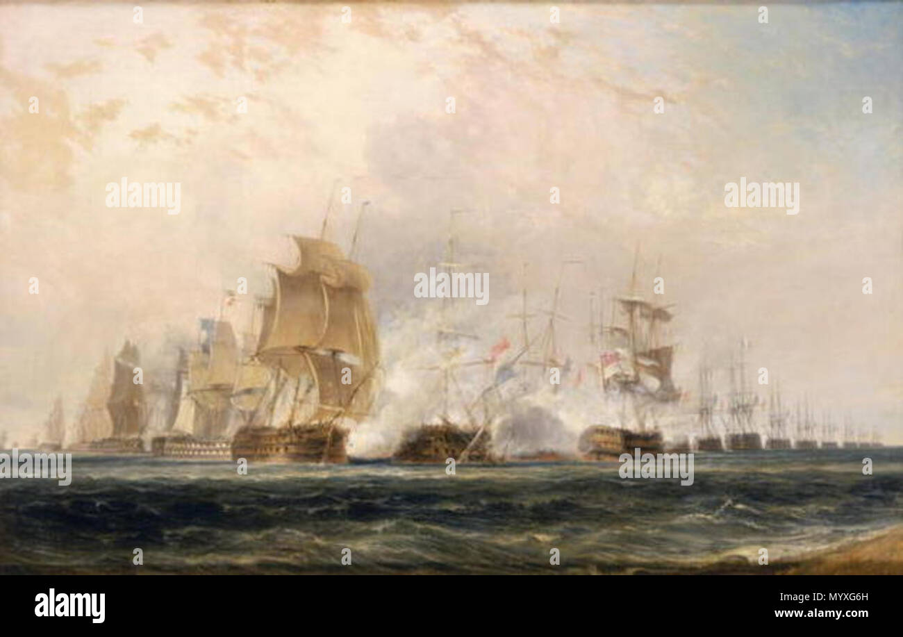 . Englisch: Die Schlacht am Nil, Gemälde von William Daniell vor 1837. . Vor 1837. William Daniell (1769-1837) 25 Daniell - Schlacht der Nil Stockfoto