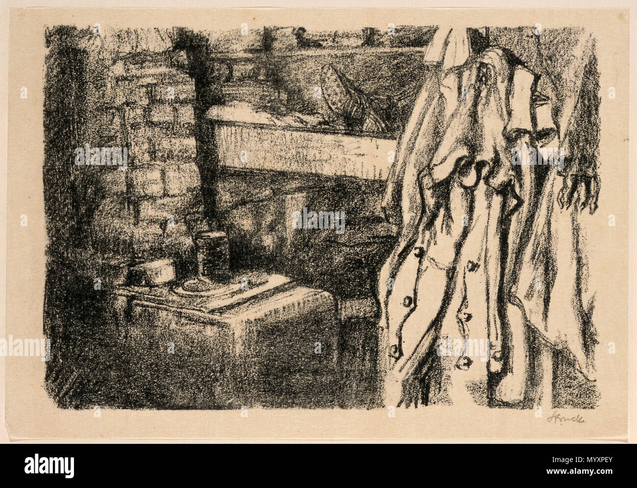 . English: In meinem Verstehen. Aus der Mappe der kizzen aus Russland. An der Vorderseite vor Riga 1917'. 1917 46 Hermann Struck Grafik JMBerlin 2002 235 6. Stockfoto
