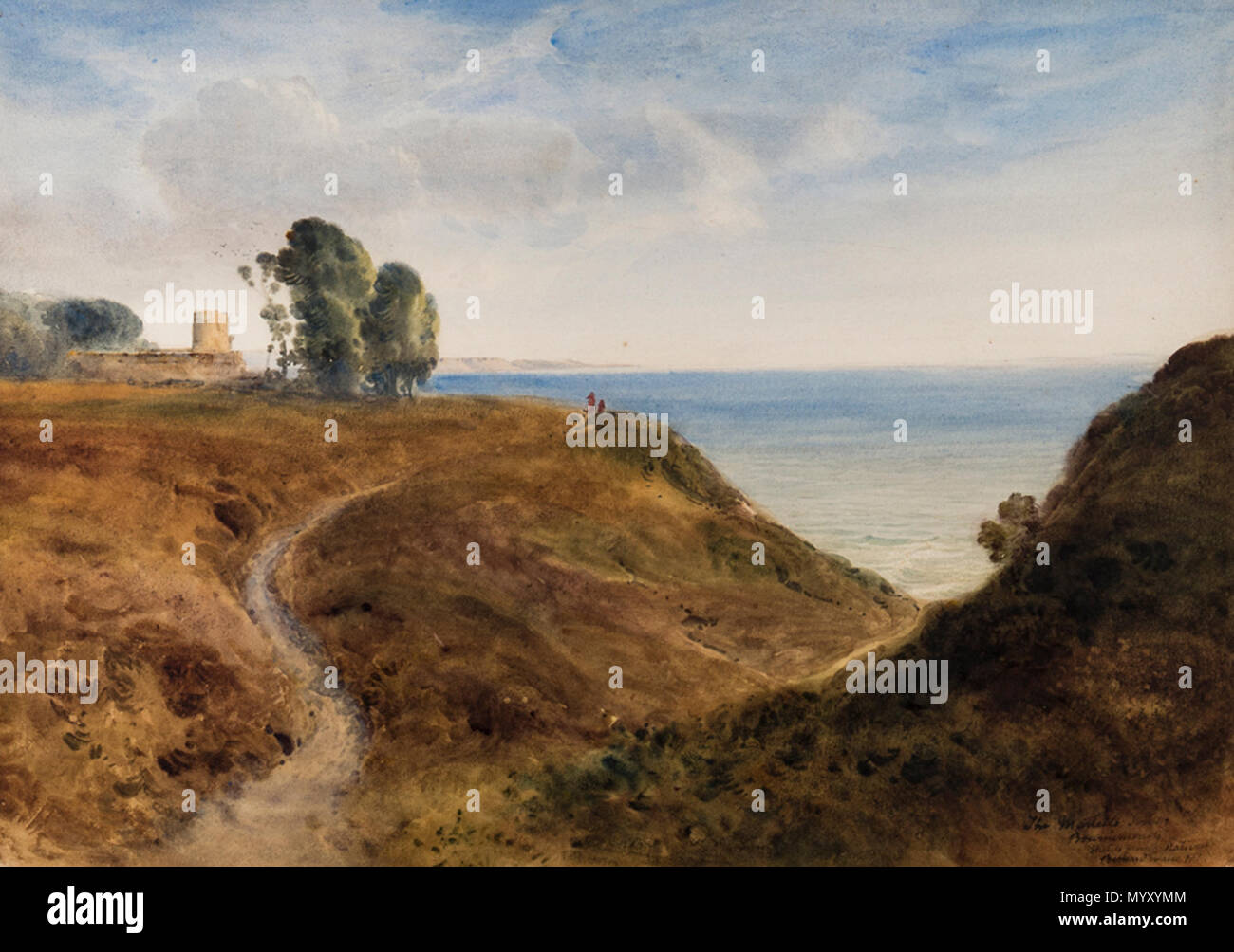 . Englisch: Bournemouth: Die Martello Tower. Aquarell. Signiert und bezeichnet. 15 x 21 Zoll. Gerahmt: 23 x 29 cm. . Vor 1923. Bernard Walker Evans Beschreibung Maler Authority control: Q 33191369 32 Evans - K 04263 Stockfoto