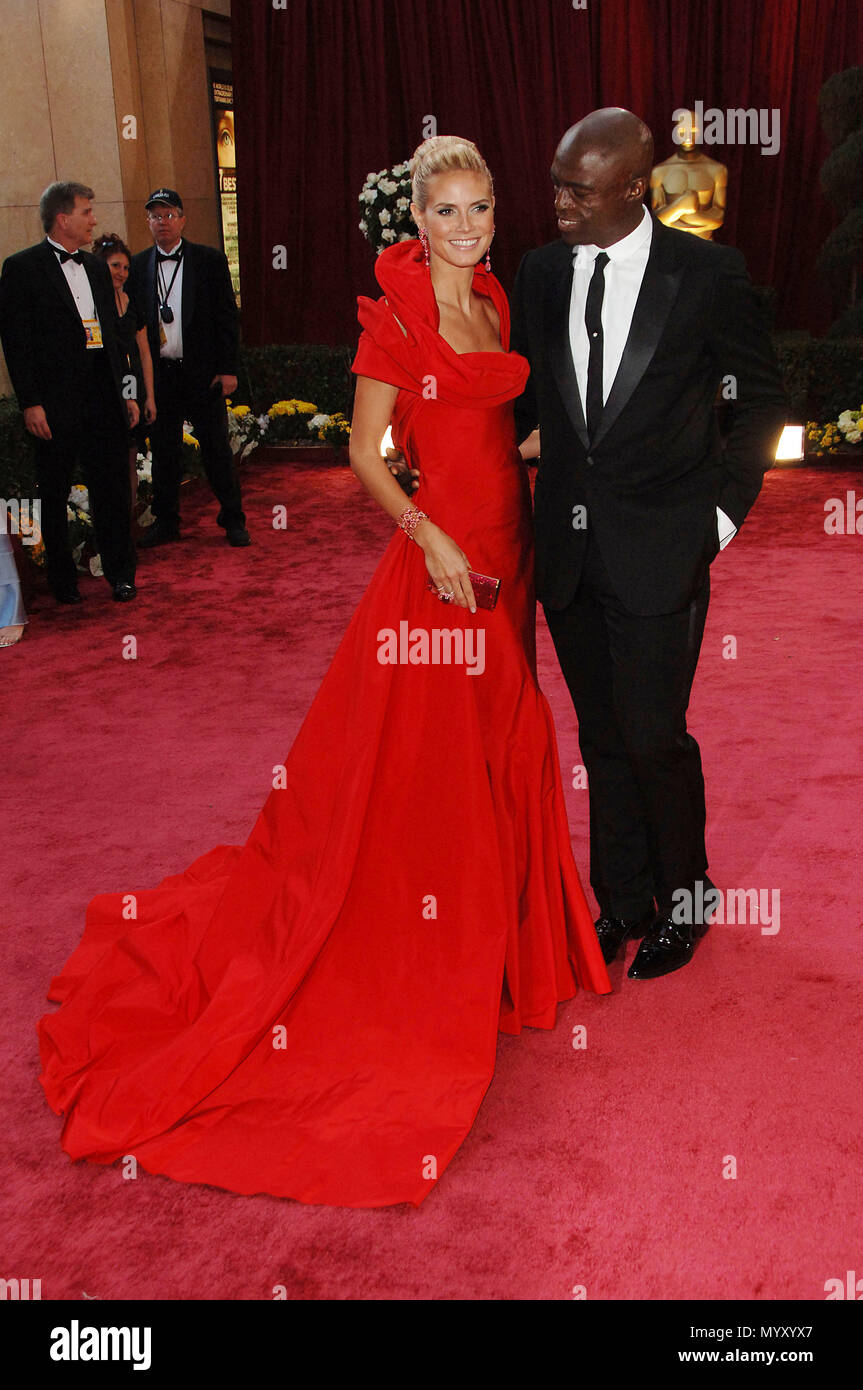 Heidi Klum und Seal 80 Oscars Zeremonie, Ankunft, roten Teppich im Kodak  Theater in Los Angeles. in voller Länge Augenkontakt smileKlumHeidi seal  277 Veranstaltung in Hollywood Leben - Kalifornien, Red Carpet Event,