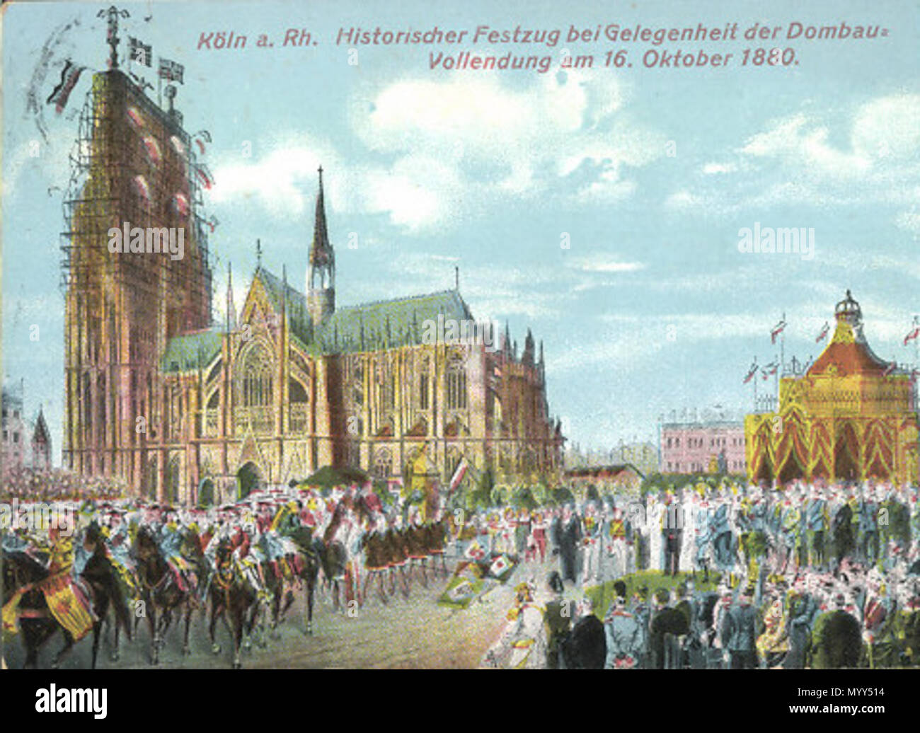 60 Kölner Dom, Historischer Festzug bei Gelegenheit der Dombau-Vollendung am 16. Oktober 1880 Stockfoto