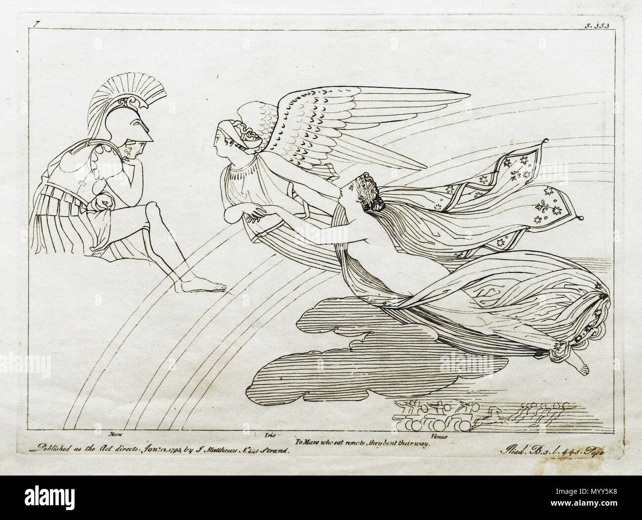 . English: Kupferstich (1795) von Tommaso Piroli (1752 - 1824) nach einer Zeichnung (1793) von John flaxman (1755 - 1826). . 18. April 2008. H.-P.Haack 12 (7) Flaxman Ilias Kupferstich 1795, Zeichnung 1793, 182 x 250 mm Stockfoto