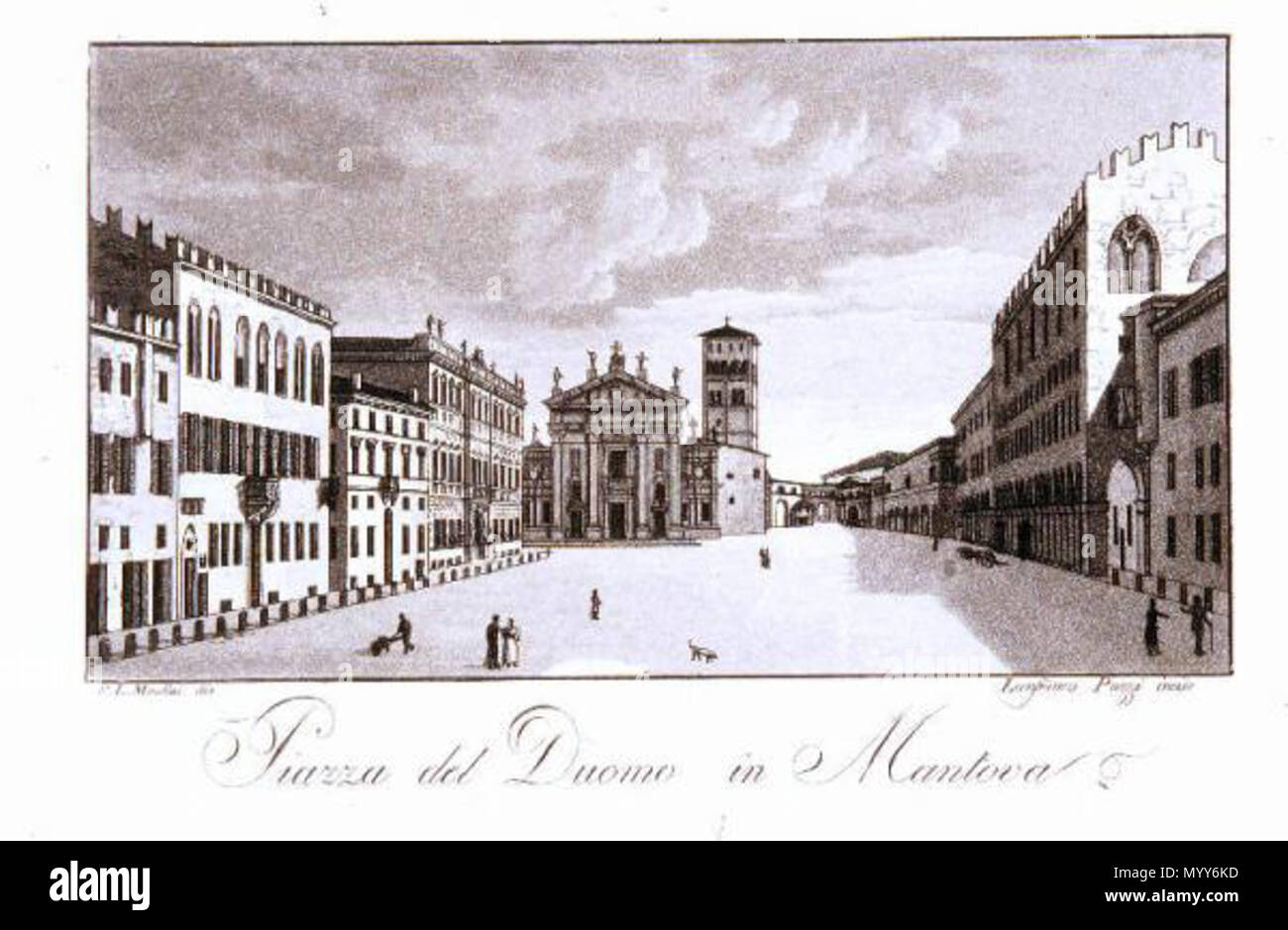 . Italiano: Miniatura di Piazza Sordello. . 1829. Montini Filippo Luigi 71 Miniatura di Piazza Sordello Stockfoto