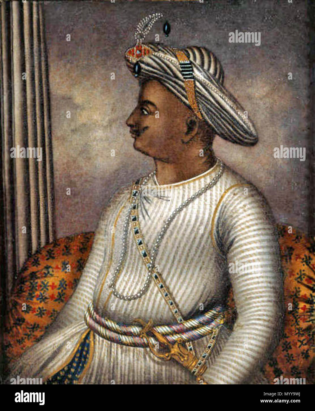 . Portrait von Tipu Sultan einmal besessen von Richard Colley Wellsley, jetzt in der Obhut der British Library. . Ca. 1792. Unbekannt 100 Tipu Sultan BL Stockfoto