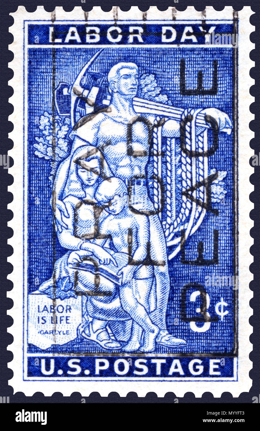 "Beten für den Frieden" Stornierung am Tag der Arbeit Briefmarke Stockfoto