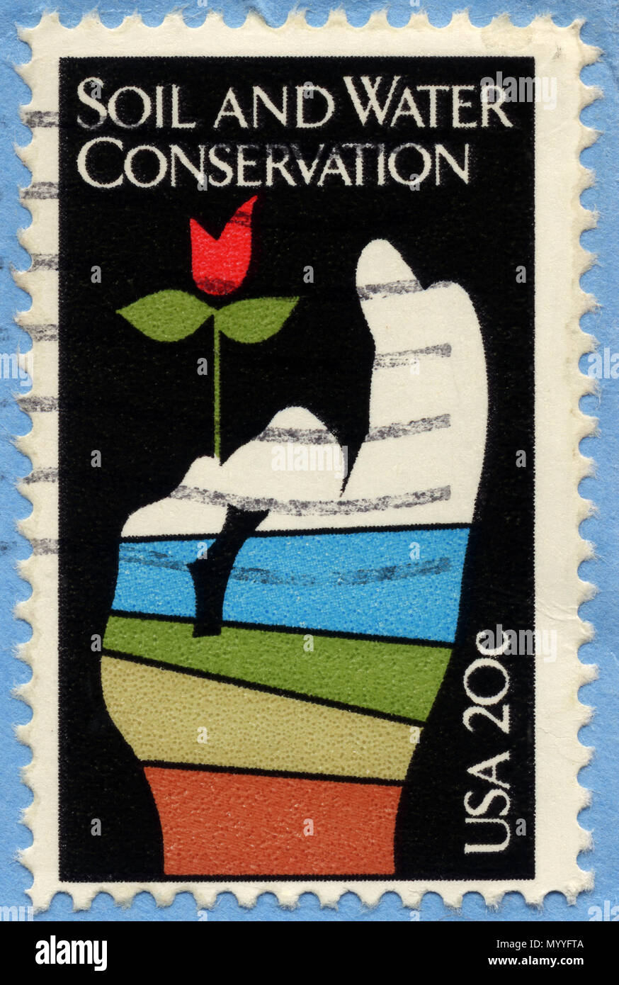 Boden und Wasser Okay Zeichen Erhaltung Briefmarke Stockfoto