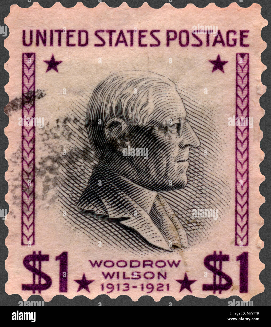 Woodrow Wilson Briefmarke Stockfoto