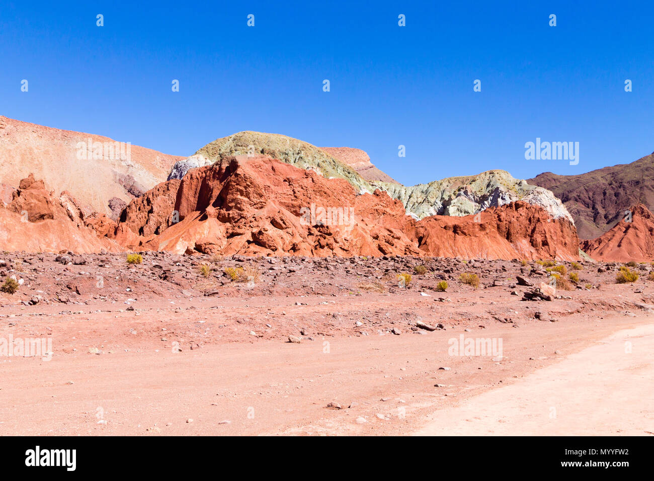 Rainbow Valley Landschaft, Chile. Chilenische Panorama. Valle Arcoiris Stockfoto