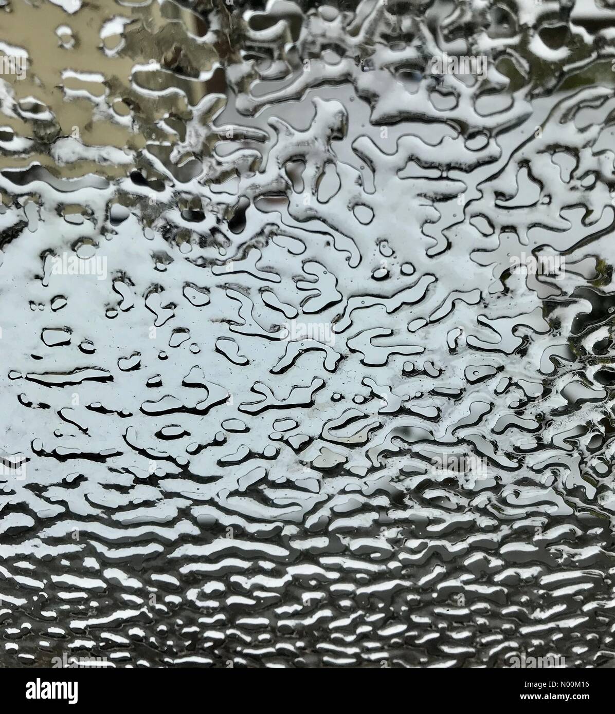 Gefrorene Regen auf ein Fenster Stockfoto