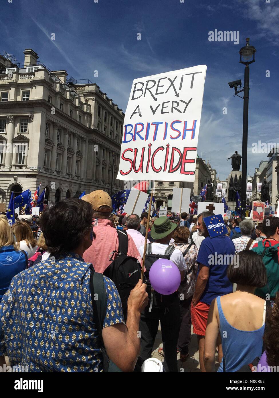 Brexit Menschen Abstimmung März London UK - Am Samstag, den 23. Juni 2018 in London - Tausende Demonstranten März durch Whitehall eine öffentliche Abstimmung über die endgültige Brexit Angebot zu Nachfrage Stockfoto