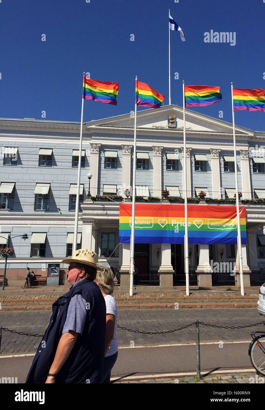 Helsinki, Finnland. 28. Juni 2018. Trump-Putin Gipfel: Kreml bestätigt Trump und Putin in Helsinki Treffen 16. Juli. Hauptstadt von Finnland Helsinki feiert Stolz als Nachrichten aus am Donnerstag bricht. Credit: Heini Kettunen/StockimoNews/Alamy leben Nachrichten Stockfoto