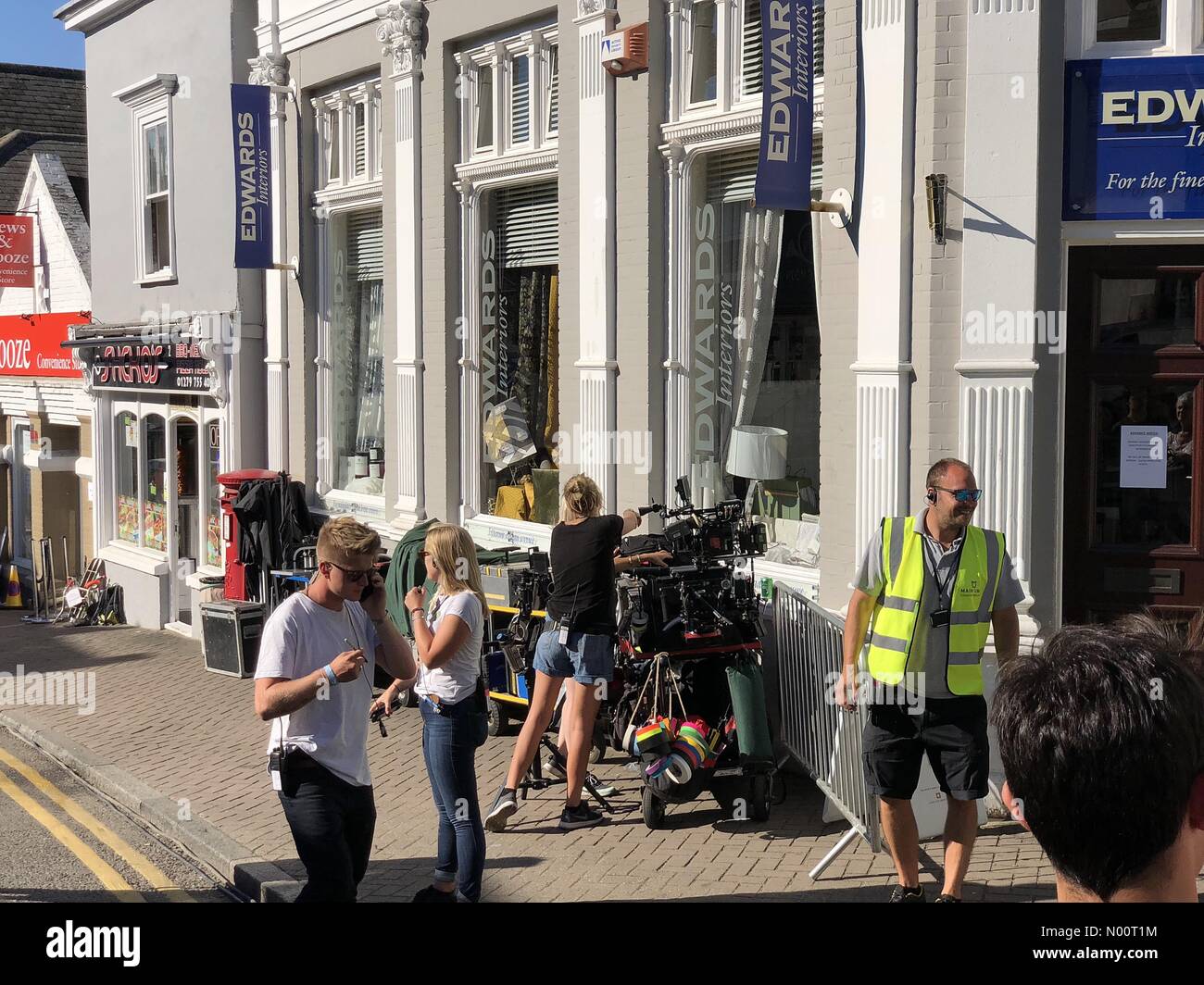 Film- und aus der eingestellten Position für Spider-Man Movie in Bishops Stortford, Hertfordshire Stockfoto