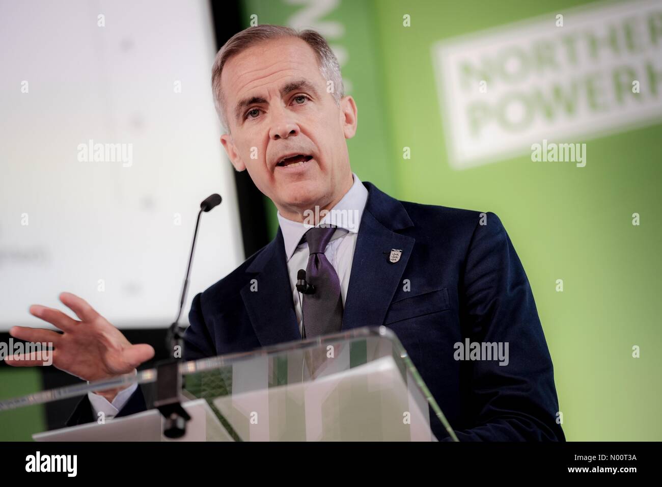 Newcastle, UK - 5. Juli 2018: Mark Carney, wenn die Bank von England spricht an der Nördlichen Powerhouse Business Summit am Kessel Shop in Newcastle. Quelle: Thomas Jackson/StockimoNews/Alamy leben Nachrichten Stockfoto