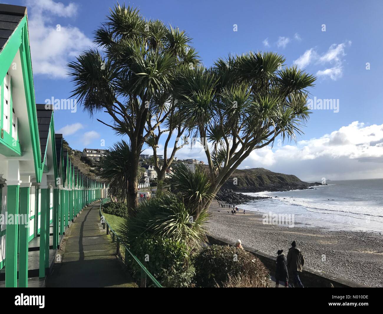 Swansea, Großbritannien. 10. Feb 2019. Menschen die Sonne auf dem Meer weg an Langland Bay in der Nähe von Swansea heute Morgen. Credit: Phil Rees/StockimoNews/Alamy leben Nachrichten Stockfoto