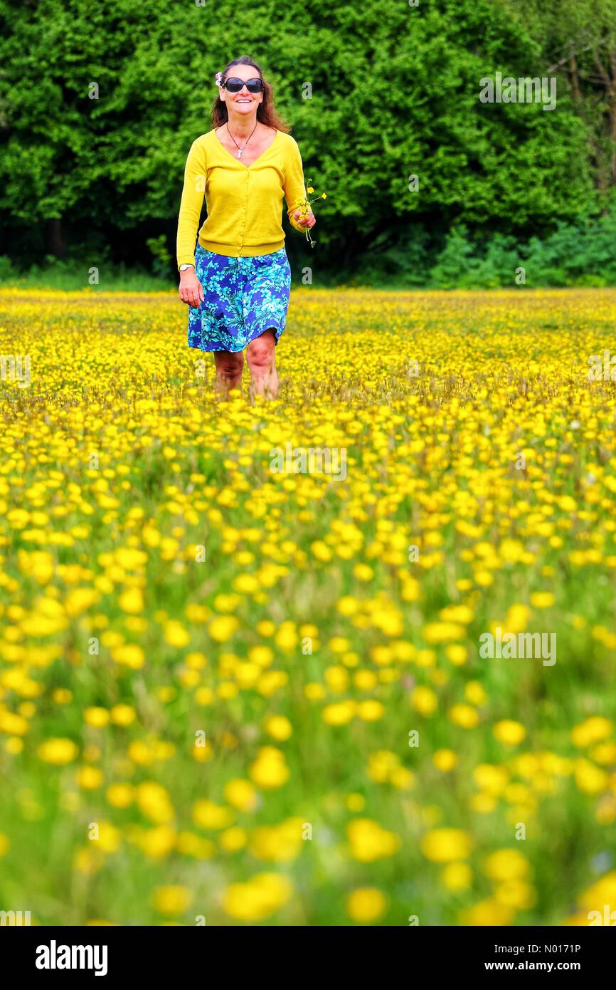 UK Wetter: Raich Keene zu Fuß in Butterhüpfern in der Nähe von Double Locks, Exeter, Devon, UK. 13.. Mai 2022. Credit nidpor/ Alamy Live News Credit: Nidpor/StockimoNews/Alamy Live News Stockfoto