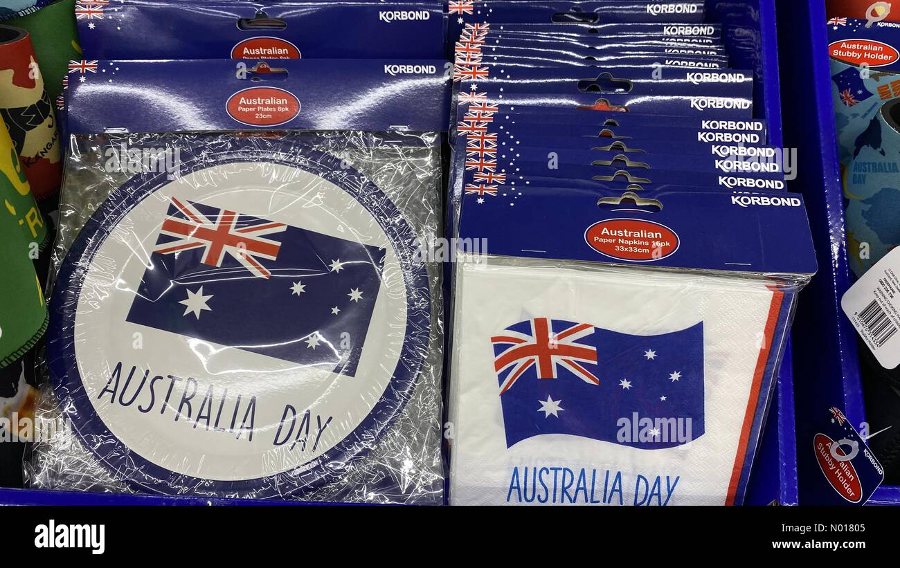 Australia Day Flag Memorabilia, Adelaide, Australia Credit: amer ghazzal/StockimoNews/Alamy Live News Stockfoto