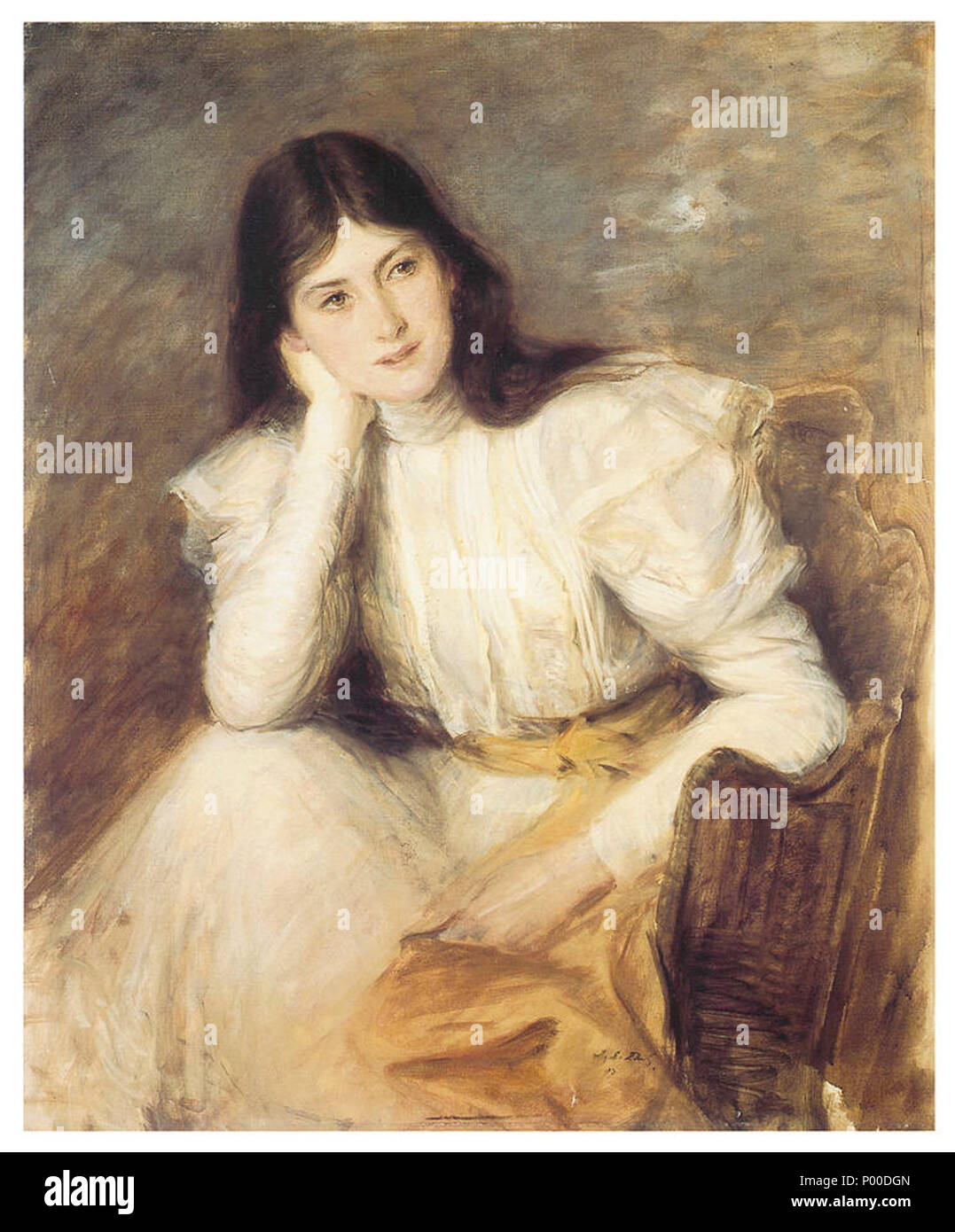 53 Jacques-Émile Blanche, 1897 - Jeune fille rêveuse - Porträt de Berthi Capel Stockfoto