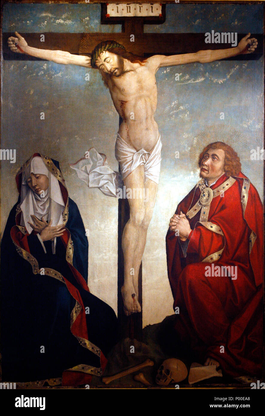 . Retabel des Parlaments von Burgund. Christus zwischen der Jungfrau Maria und der hl. Johannes. ca. 1500 15 gekreuzigten Christus zwischen Saint John und Mary mg 1689 Stockfoto