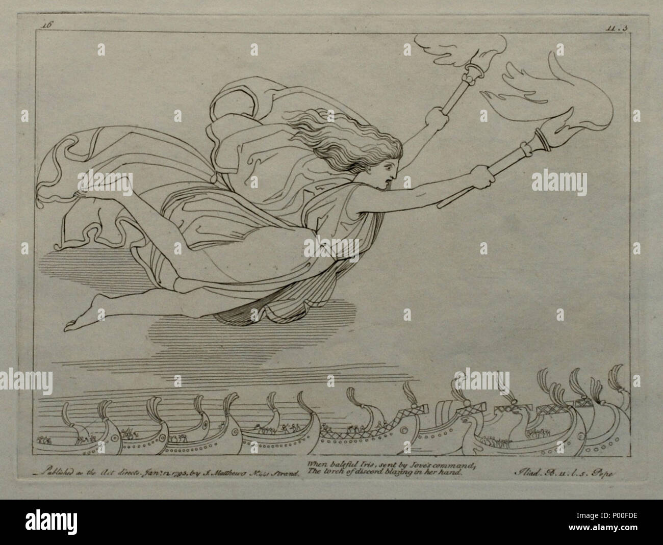 . English: Kupferstich (1795) von Tommaso Piroli (1752 - 1824) nach einer Zeichnung (1793) von John flaxman (1755 - 1826). . 13. Mai 2008. H.-P.Haack 09:46, 13. Mai 2008 (UTC) 12 (16) Flaxman Ilias 1795, Zeichnung 1793, 183 x 244 mm mm Stockfoto