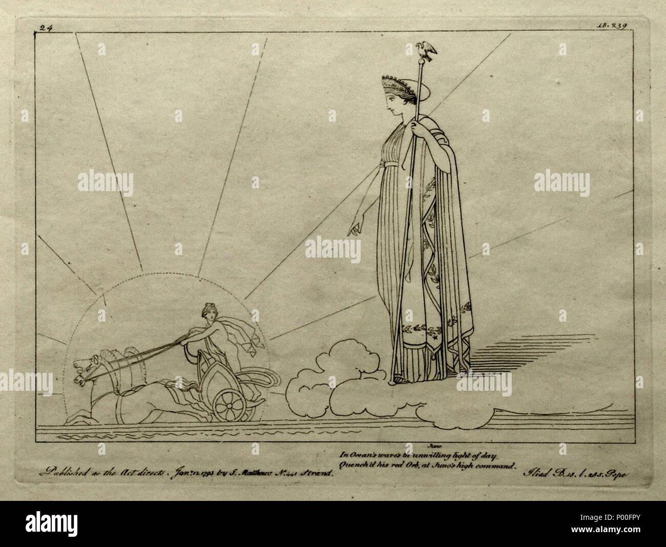 . English: Kupferstich (1795) von Tommaso Piroli (1752 - 1824) nach einer Zeichnung (1793) von John flaxman (1755 - 1826). . 21. Mai 2008. H.-P.Haack 12 (24) Flaxman Ilias 1795, Zeichnung 1793, 188 x 255 mm Stockfoto