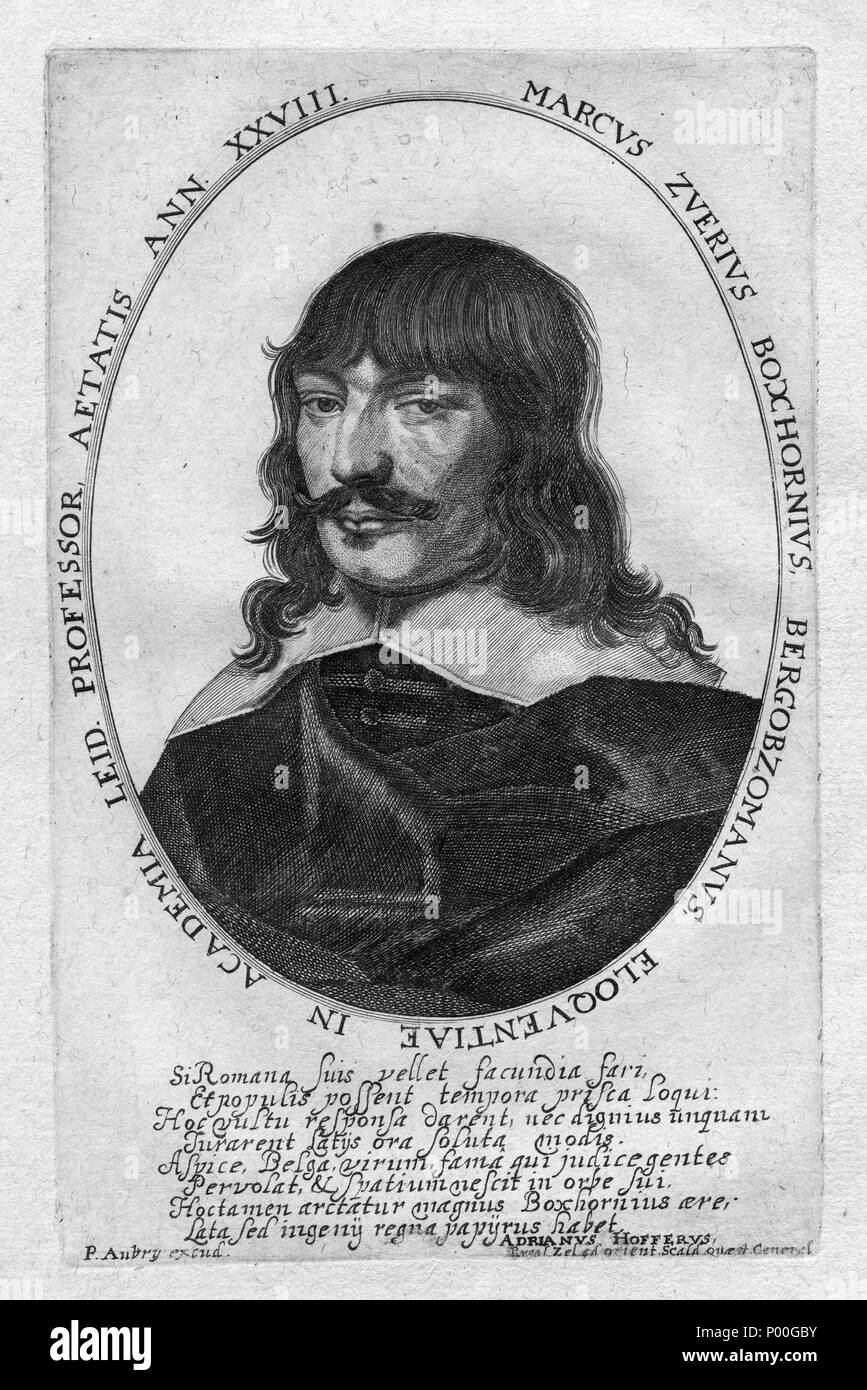 . Français: Porträt gravé. Datum unbekannt. Pierre Aubry d'après Adriaen Hoffer 69 Marcus Zuerius Boxhorn Stockfoto