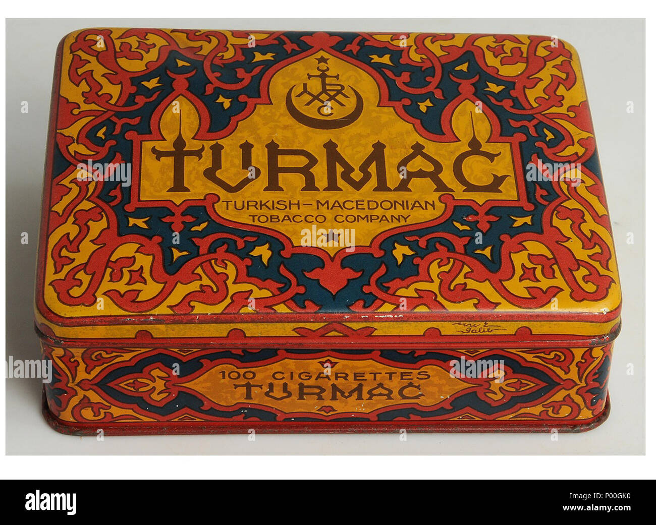 . Englisch: Zigarettenschachtel, Turmac, vermutlich 1930er-Jahre. Turkish-Macedonian Tobacco Company in Duiven (Niederlande). Sammlung Historisch Museum Deventer (Niederlande). . 24 Juni 2008, 12:11:40. Unbekannt 101 Turmac Stockfoto