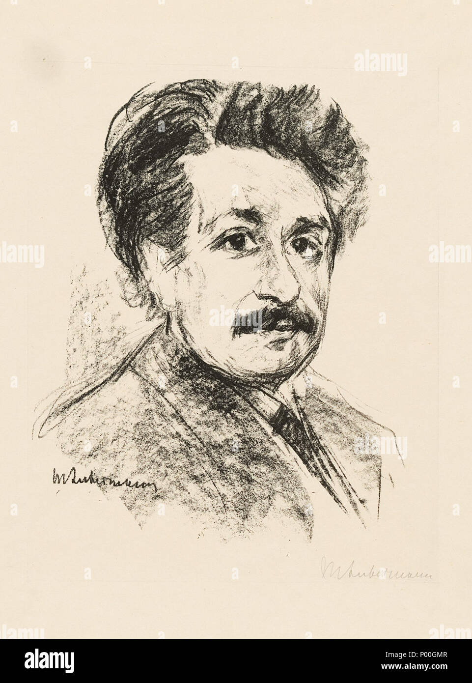 Portrait Albert Einstein. Lithographie Auf Velin. 29,3 X 23,7 Cm (48,3 X  32,5 Cm). Signiert. . 1925. Max Liebermann (1847 - 1935) Beschreibung  Deutsche Maler, Radierer, Lithograph Und Verfasser Der Stellungnahme