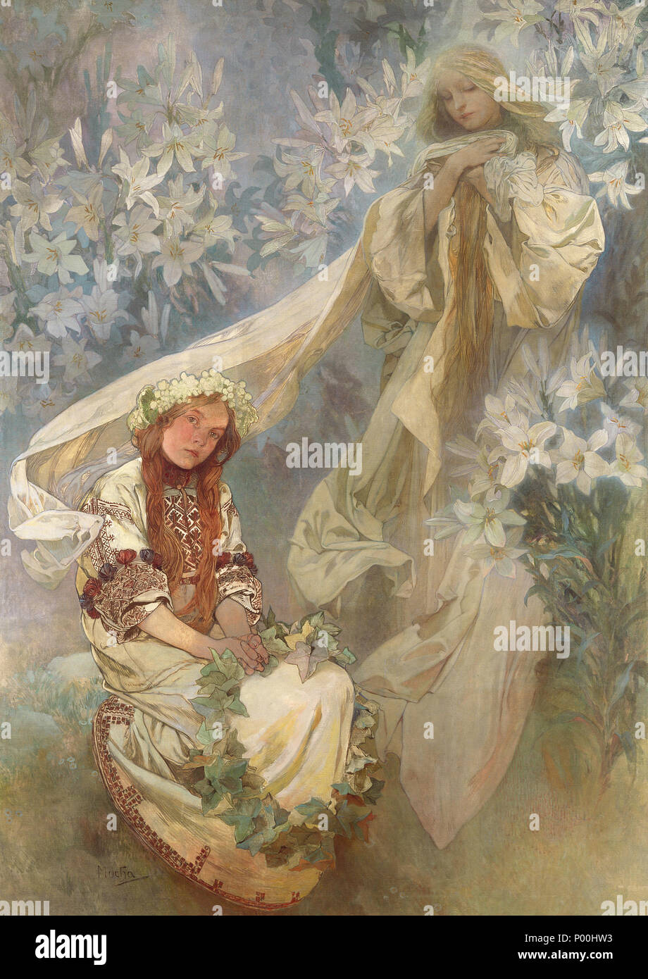 . Madonna der Lilien. 1905 67 Madonna der Lilien (1905) - Alfons Mucha Stockfoto