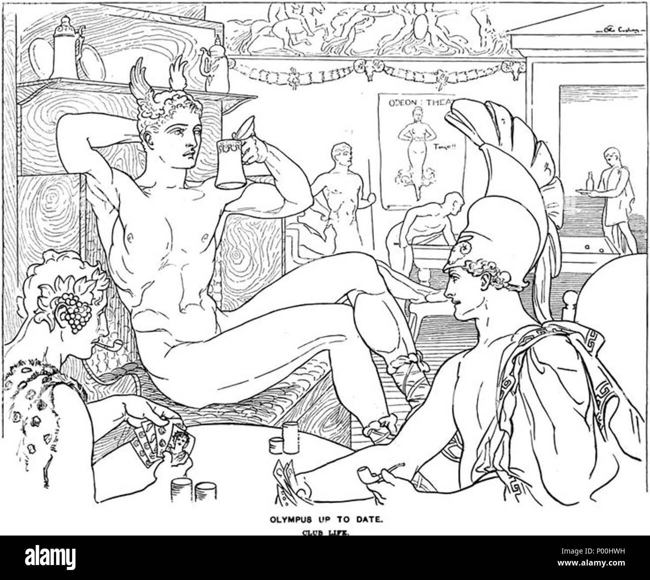 . Français: Otho Cushing (1871-1942), Olympus, club Life, Life-Magazin, 1898. Mercure avec Bacchus et Mars. . 1898. Otho Cushing 78 Otho Cushing Olympus Stockfoto