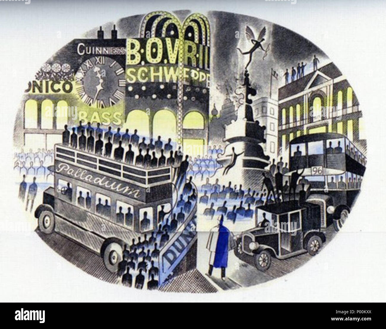 . Englisch: Piccadilly Circus, einer der 'Boat Race Day" Serie von keramischen Dekoration gestaltet von ravilious für Josiah Wedgwood und Söhne in den späten 1930er Jahren. Original Designs jetzt in der Wedgwood Museum. Diese Version wird von einem Briefpapier gesetzt, daher die horizontale Teilung! . 1930er Jahre. Eric Ravilious (1903-1942) Alternative Namen Eric William Ravilious Beschreibung englischer Maler und Illustrator Datum der Geburt / Tod 22 Juli 1903 2 September 1942 Ort der Geburt / Todes Acton Kaldadarnes, Island Authority control: Q 1351572 VIAF:?:? ISNI 15842729 0000 0000 6680 6374 ULAN:? 500014911 LCCN:?n 8314 Stockfoto