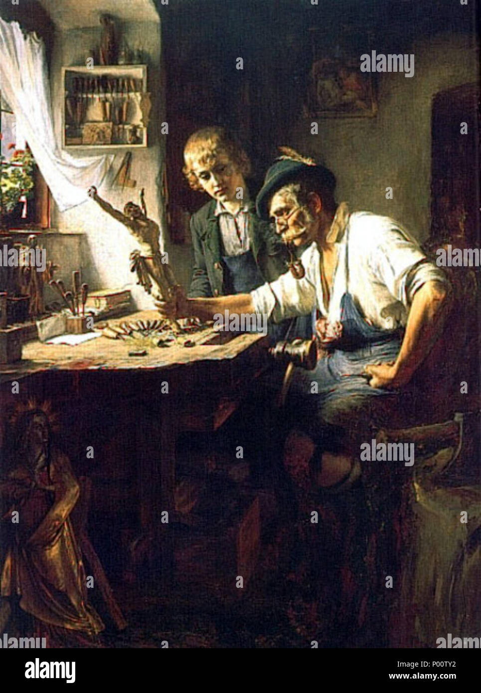 . Englisch: Titel: "Sein erstes Werk!" (dargestellt: Holzschnitzer aus Oberammergau). 1891. Toby Edward Rosenthal (1848-1917) Alternative Namen Toby Rosenthal; Tobias Edward Rosenthal; Toby E.Rosenthal; toby Rosenthal; t.e. Rosenthal; Tobi e. rosenthal; Toby e. rosenthal Beschreibung amerikanischer Maler und Künstler Geburtsdatum / Tod 15 März 1848 23 Dezember 1917 Ort der Geburt / Todes New Haven München Standort München Authority control: Q 1610297 VIAF:?:? ISNI 17978711 0000 00006675 4076 ULAN:?? n 500003294 LCCN: 97863252 GND:? 11662650 X WorldCat 107 Schnitzer von Obermmergau Stockfoto