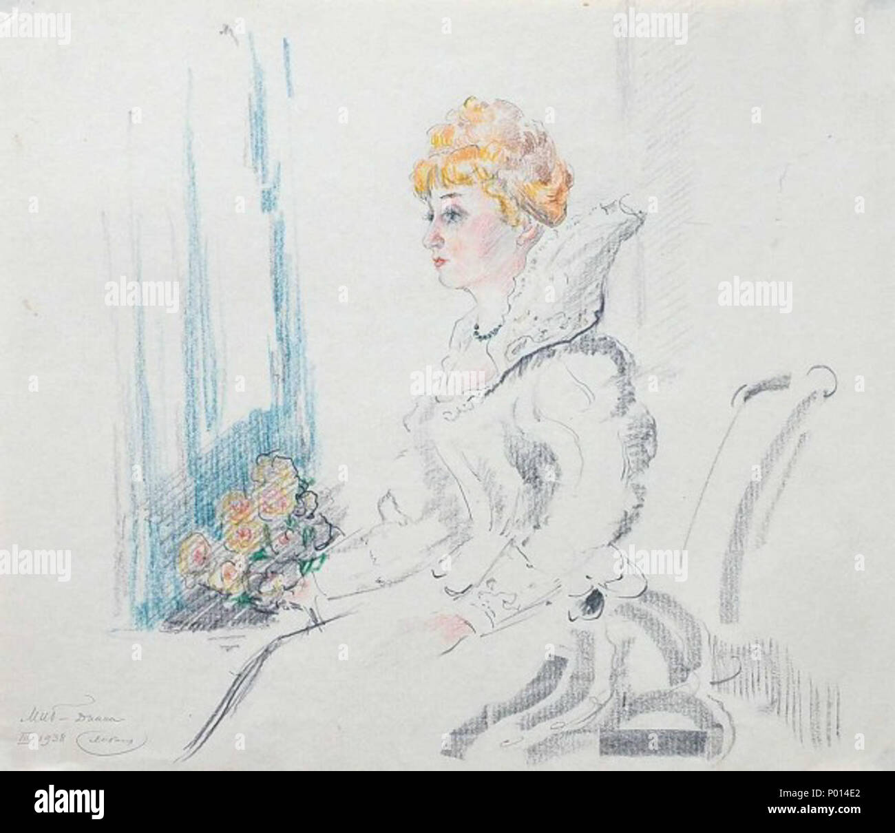 119 Лобанов Портрет актрисы М. Бабановой в костюме Дианы Stockfoto