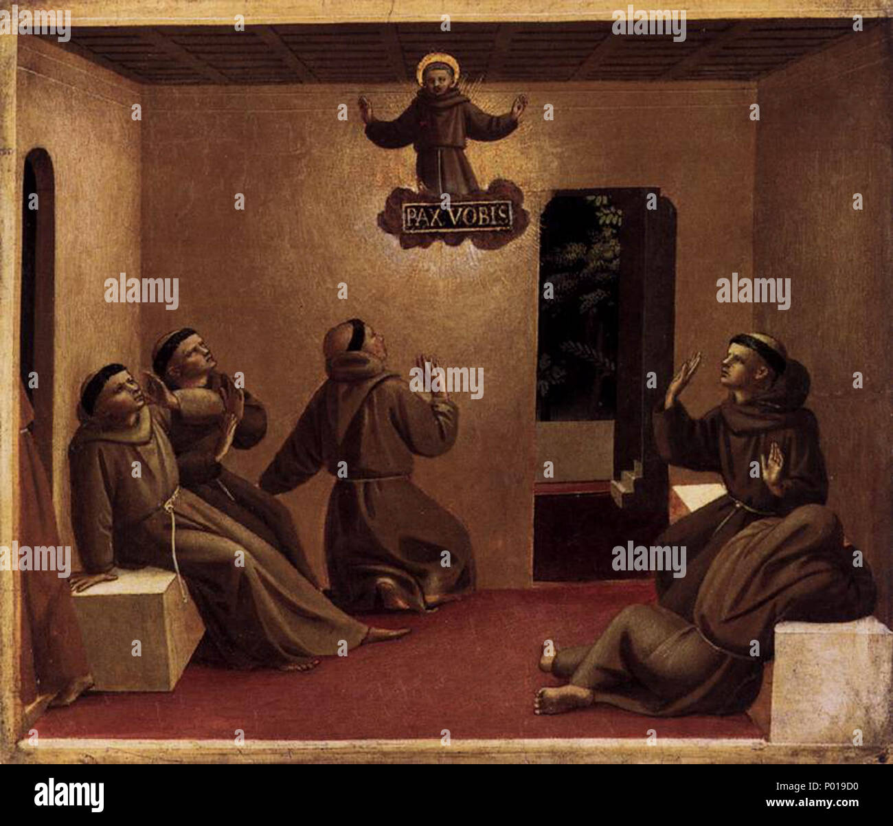 . ANGELICO, Fra die Erscheinung in Arles Pappel, 26 x 31 cm Staatliche Museen, Berlin. 1440 s4 Angelico, apparizione di San Francesco Stockfoto