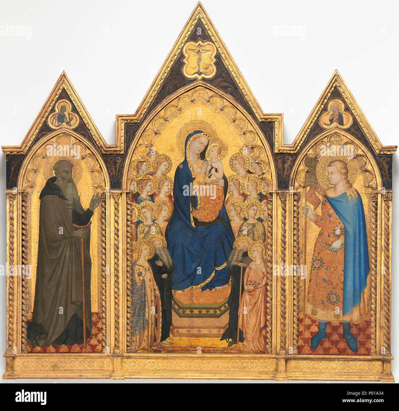 Puccio di Simone und Allegretto Nuzi (Florentine, Aktive c. 1330-1360), des heiligen Abtes Antonius [Links], 1354, Tempera auf Panel, Andrew W. Mellon Collection 1937.1.6. Ein 15 Madonna mit Kind auf dem Thron mit Heiligen und Engel und Heiligen Antonius Abt und Venantius eine 18179 Stockfoto